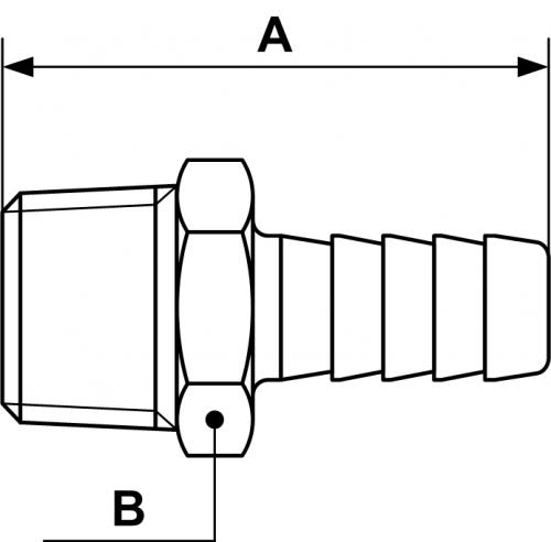 Jonction filetée mâle conique Filetage mâle BSPT = R 1/4 Pour tuyau Ø int.  = 4