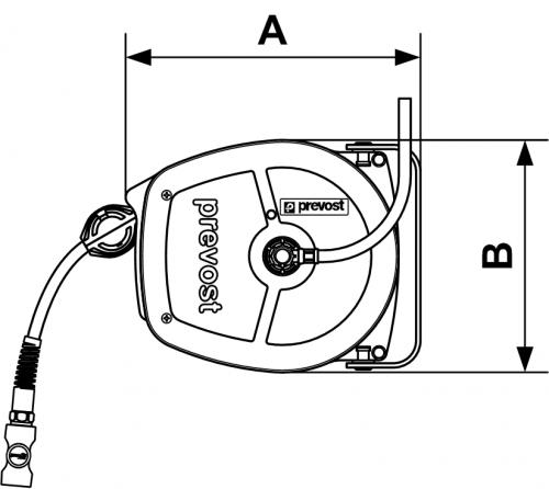 Enrouleur air mural retour automatique 5 ml - Prevost DSF 0805IS :  Pneumatique et robinetterie PREVOST - Promeca